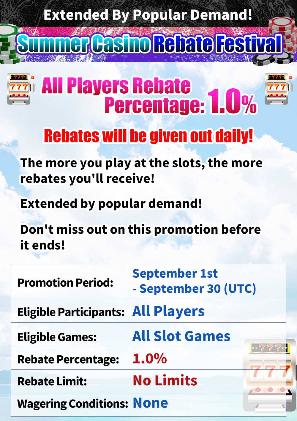 Summer Casino Rebate Festival